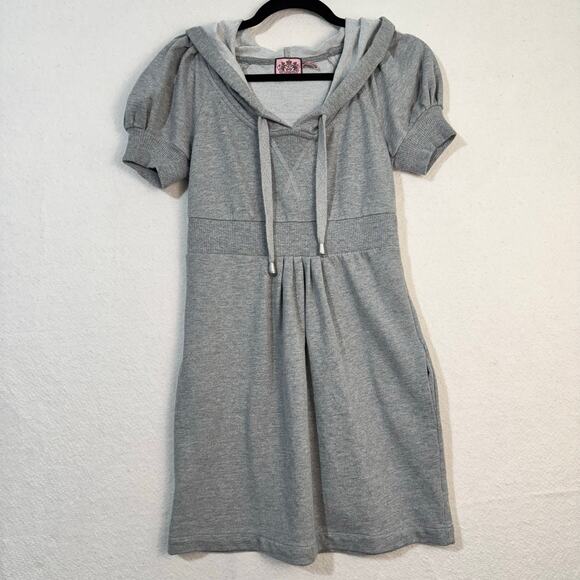 Juicy Couture Hooded Babydoll Puff Short-Sleeve Sweatshirt Dress Size Small Y2K - Picture 1 of 9